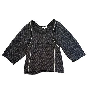 IRO Rossa Distressed Hem 3/4 Sleeve Sweater Top